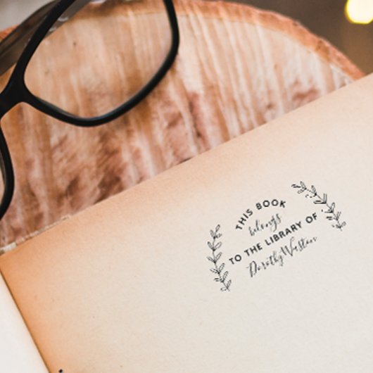 Tampon Auto-encreur Bibliothèque Botanique Rustique Personnalisée Livr