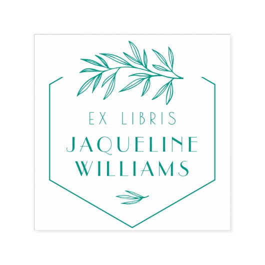 Tampon Auto-encreur Bibliothèque botanique verte Livre Ex Libris Plaqu (Design)