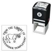 Tampon Auto-encreur Bibliothèque de nom de livre de contour de rhinocé (En situation)