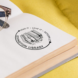 Tampon Auto-encreur Bibliothèque de ville Lire l'amour le rendre Perso