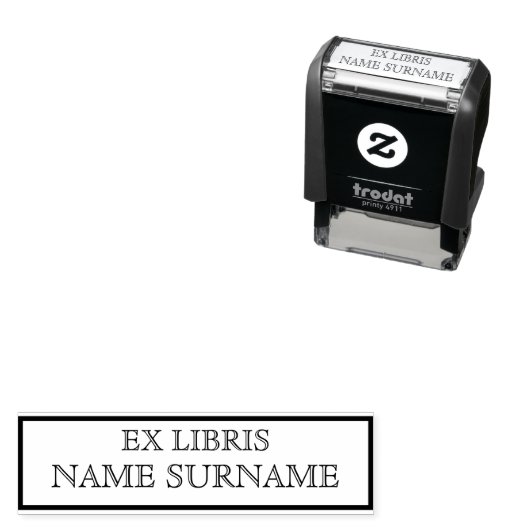 Tampon Auto-encreur Bibliothèque Ex Libris (En situation)