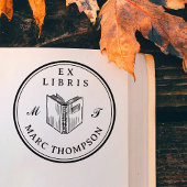 Tampon Auto-encreur Bibliothèque Monogramme classique de livres ouvert
