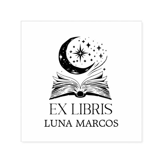 Tampon Auto-encreur Bibliothèques Ex personnalisées avec livre et étoi (Design)