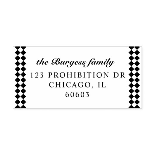 Tampon Auto-encreur Black Checkerboard Border Return Address (Design)