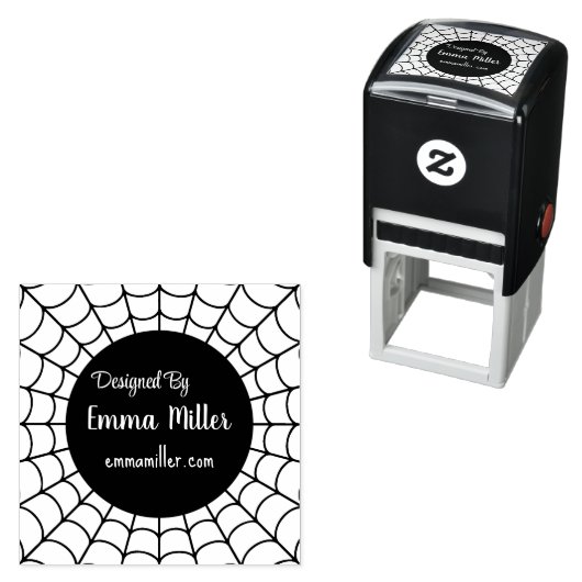 Tampon Auto-encreur Black Halloween Spider Web conçu par Maker (En situation)