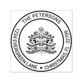 Tampon Auto-encreur Blanc sur Red Scandinavian Christmas Tree Adresse (Design)