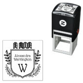 Tampon Auto-encreur Blason Botanique Zigzag Ex Libris Nom du Livre Ini (En situation)