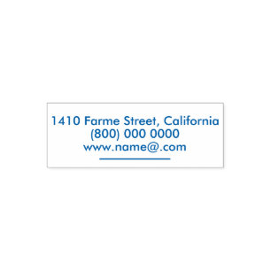 Tampon Auto-encreur Bleu blanc simple & propre Adresse rectangulaire