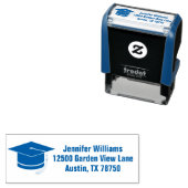 Tampon Auto-encreur Bleu Graduation Custom Graduate Adresse de retour (En situation)