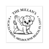 Tampon Auto-encreur blonde chien souriant thème amoureux (Design)