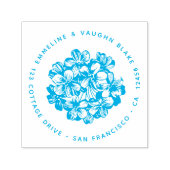 Tampon Auto-encreur Blue Hydrangea Blossom Adresse de retour Botanique (Design)
