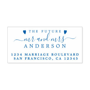 Tampon Auto-encreur Blue Script Future M. Mme Mariage Adresse de retou
