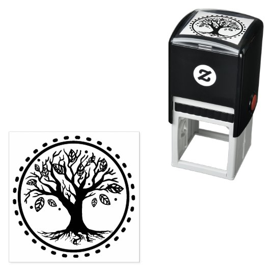 Tampon Auto-encreur Boho Family Tree Feathy Généalogie (En situation)