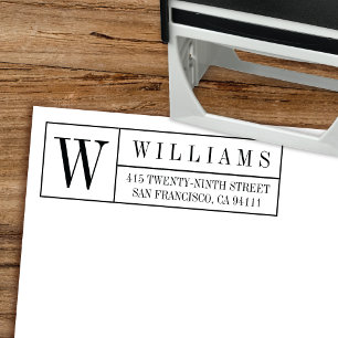 Tampon Auto-encreur Boîte Monogramme classique - Adresse de retour aut