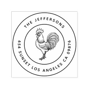 Tampon Auto-encreur Bold Barnyard Chic Rooster Adresse de famille