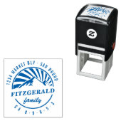 Tampon Auto-encreur Bold Retro Mountain Round Return Adresse (En situation)