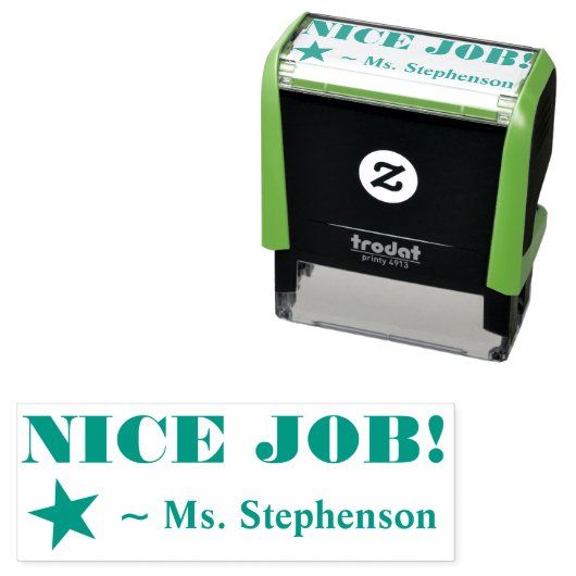 Tampon Auto-encreur "BON TRAVAIL !" Remerciements Timbre en caoutchouc (En situation)