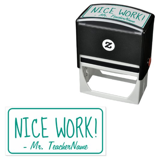 Tampon Auto-encreur "BON TRAVAIL !" Timbre en caoutchouc (En situation)