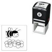 Tampon Auto-encreur Bonne abeille et fleurs (En situation)
