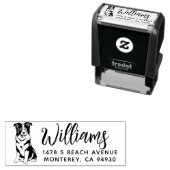 Tampon Auto-encreur Bordure Collie Adresse de retour Chien propriétair (En situation)