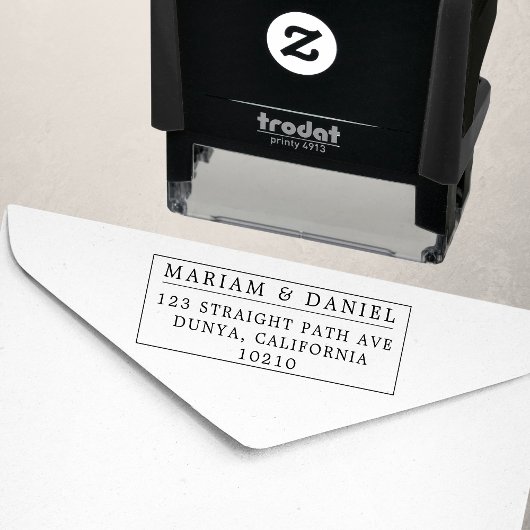 Tampon Auto-encreur Bordure élégante Noms simples Mariage Adresse de r