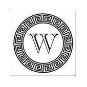 Tampon Auto-encreur Bordure ronde clé grecque Monogramme initial (Design)