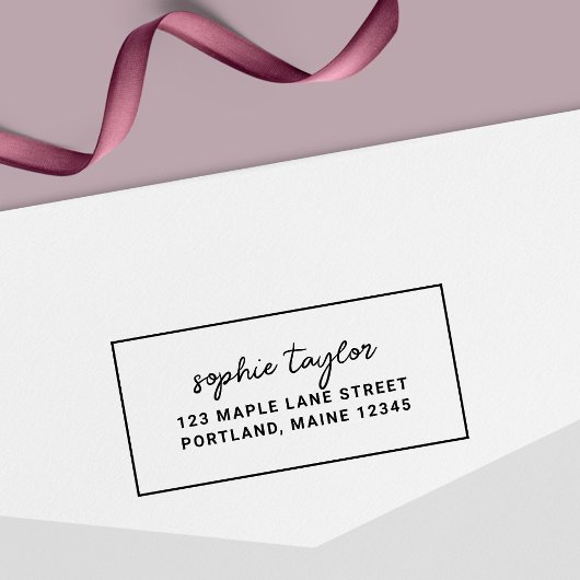 Tampon Auto-encreur Bordure Script élégant Ajouter un nom Adresse de r