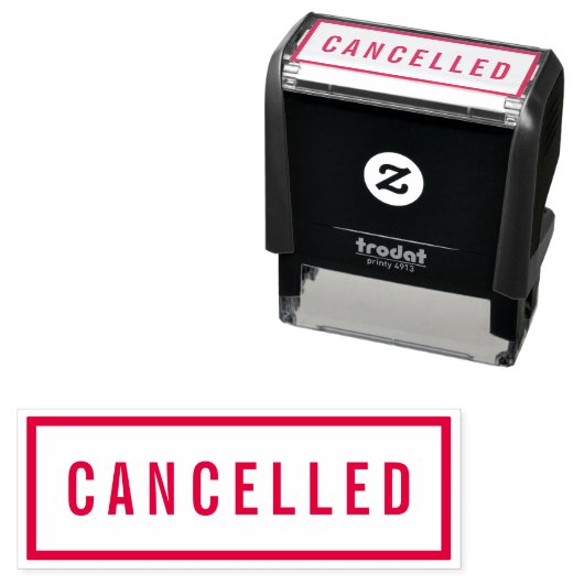 Tampon Auto-encreur Bordure simple en gras rouge annulée (En situation)