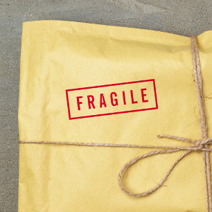 Tampon Auto-encreur Bordure simple Gras Rouge Fragile