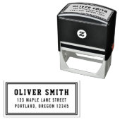 Tampon Auto-encreur Bordure Varsity Style sportif Nom Adresse de retou (En situation)