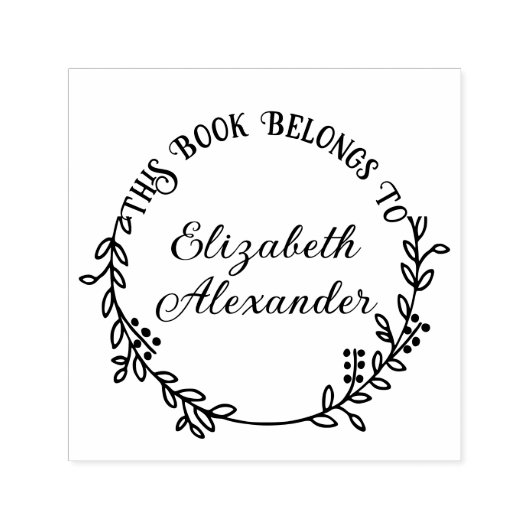 Tampon Auto-encreur Botanical Leaf Berries Wreath #20 Rnd Library Book (Design)