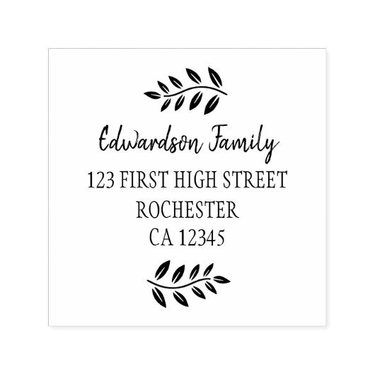Tampon Auto-encreur Botanical olive leaves branch script (Design)