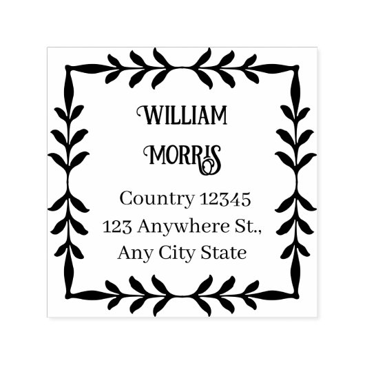 Tampon Auto-encreur Botanical Square Custom Address Stamp (Design)