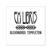 Tampon Auto-encreur Botanique Ex Libris Art Déco Texte #3 Bibliothèque (Design)