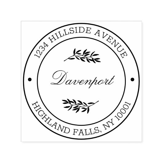 Tampon Auto-encreur Botanique Feuille Calligraphie Adresse de retour (Design)