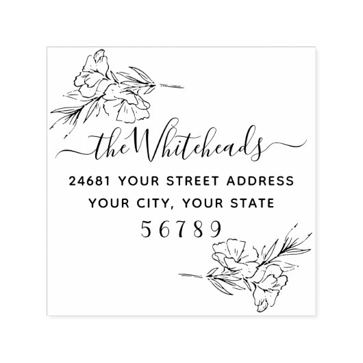 Tampon Auto-encreur Botanique Floral Adresse (Design)