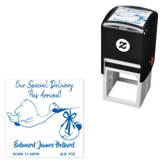 Tampon Auto-encreur Bouche et bébé Garçon/Fille Naissance Timbre en ca (En situation)