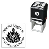 Tampon Auto-encreur Bouddha Méditant Lotus Pose Bibliothèque Nom du li (En situation)
