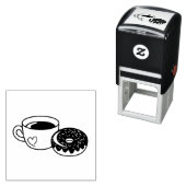 Tampon Auto-encreur Boug de café et beigne de chocolat avec arroses (En situation)