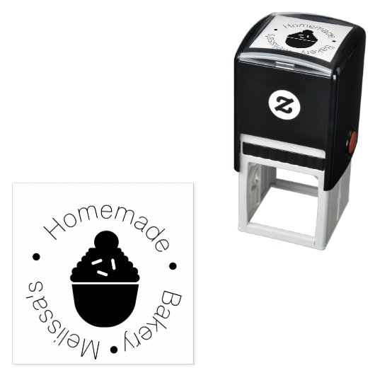 Tampon Auto-encreur Boulangerie Logo Cuisson Cupcake Arroseurs Baker (En situation)