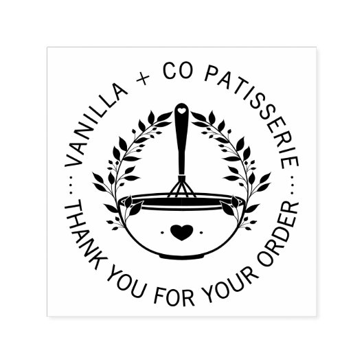 Tampon Auto-encreur Boulangerie moderne Whisk Business Merci client (Design)