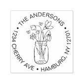 Tampon Auto-encreur Bouquet de fleurs mignonnes Mason Jar Famille (Design)