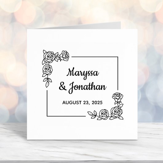 Tampon Auto-encreur Bouquet Fleurs Roses du coin Anniversaire Mariage