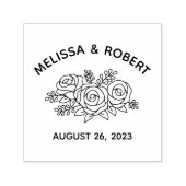 Tampon Auto-encreur Bouquet Rose Enregistrer la date Mariage (Design)