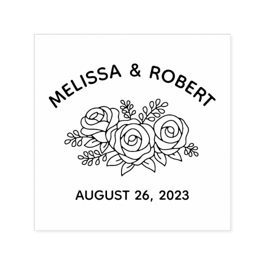 Tampon Auto-encreur Bouquet Rose Enregistrer la date Mariage (Design)