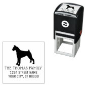 Tampon Auto-encreur Boxer Chien Silhouette Nom Adresse Monogramme (En situation)