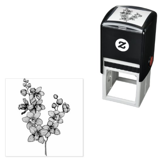Tampon Auto-encreur branch witk orchid flowerer (En situation)