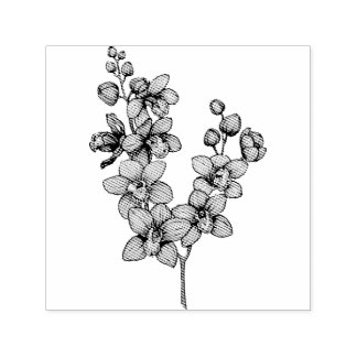 Tampon Auto-encreur branch witk orchid flowerer