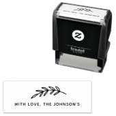 Tampon Auto-encreur Branche de feuilles graphiques avec nom de famille (En situation)