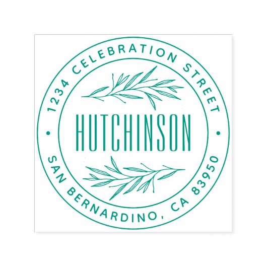 Tampon Auto-encreur Branches à main classique Rond Adresse de retour (Design)